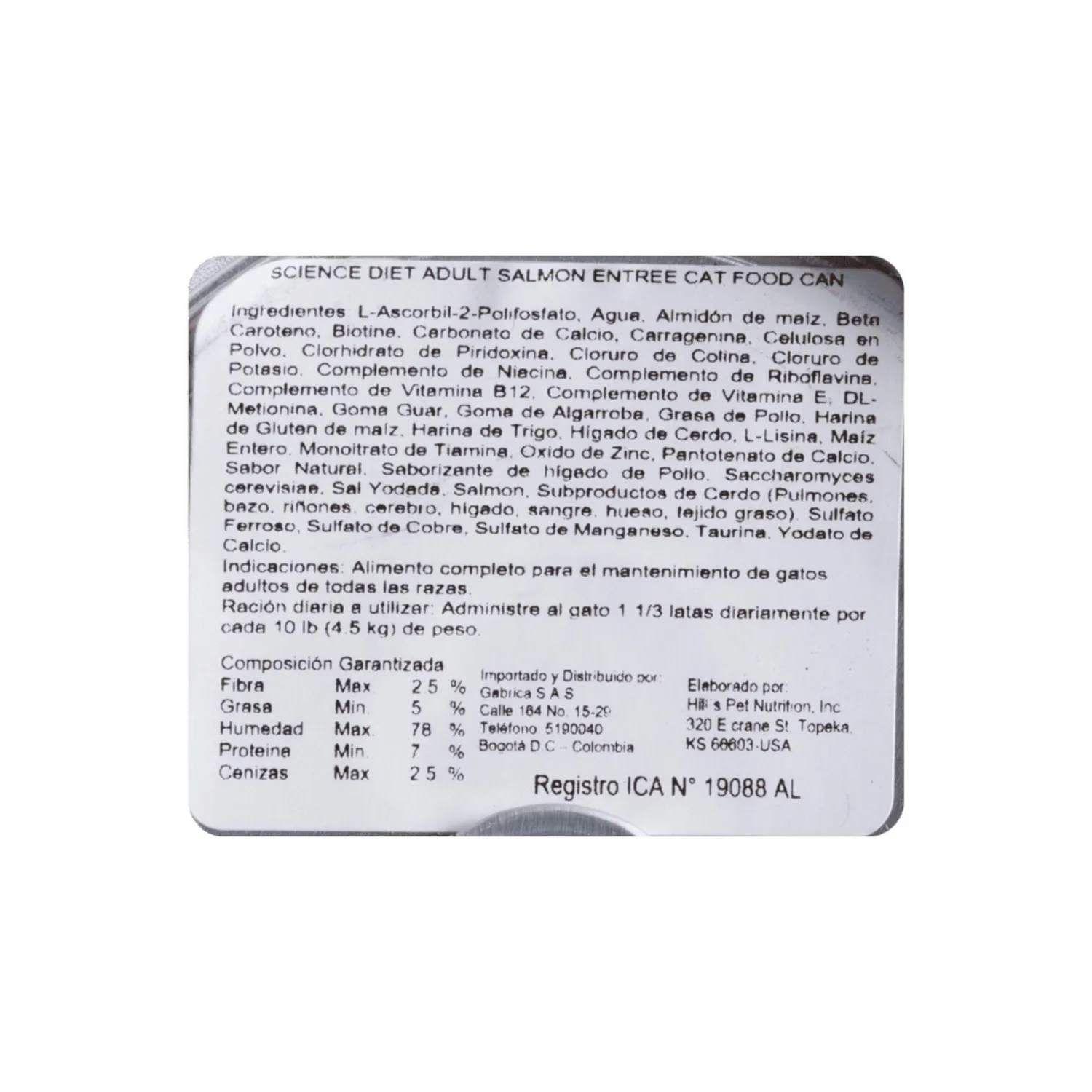 Comida Húmeda Para Gato Adulto Hills Sabor A Salmón 5.5oz 3