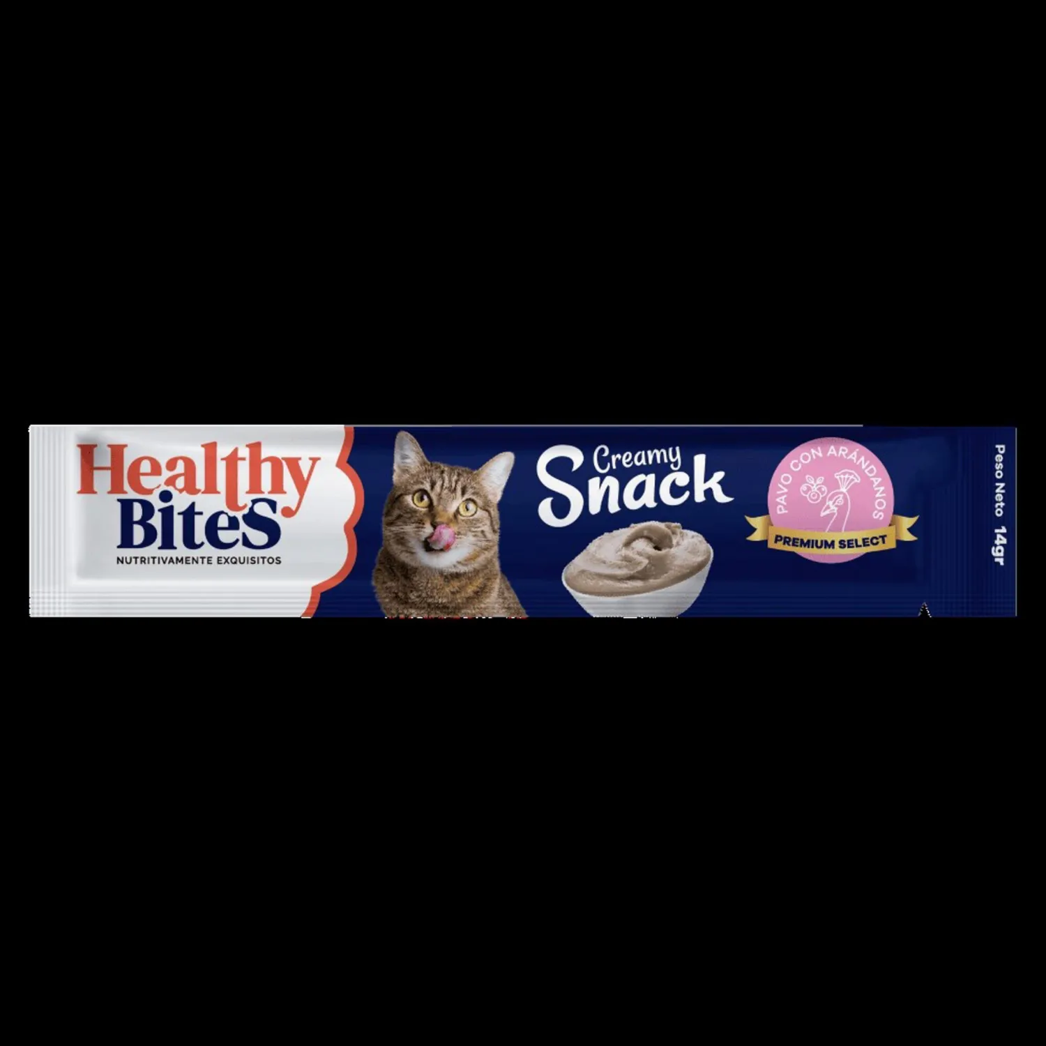 Snack Cremoso Para Gato Healthy Bite Sabor A Pavo Y Arándanos X 4 Unidades
