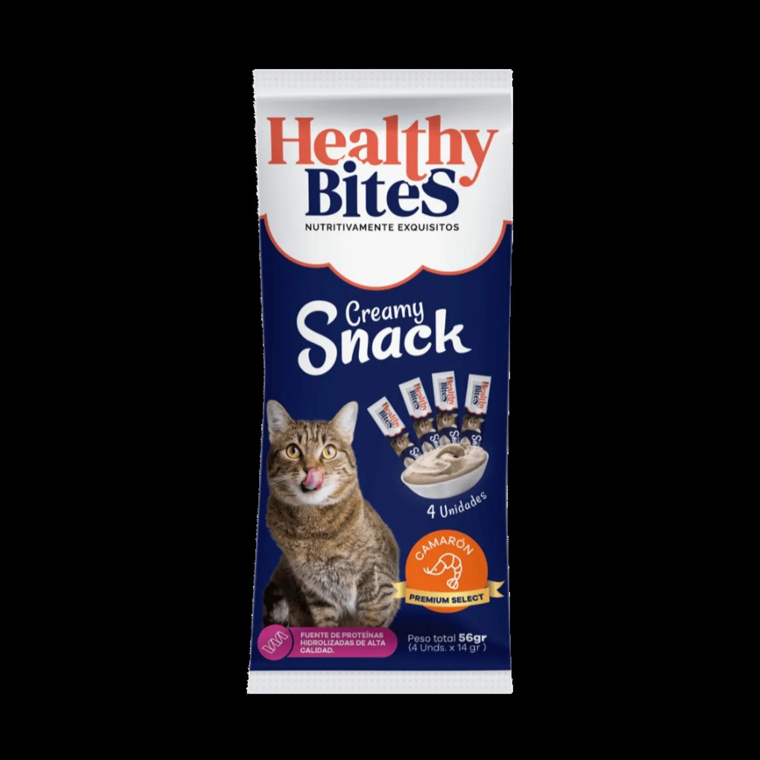 Snack Cremoso Para Gato Healthy Bite Sabor A Camarón X 4 Unidades