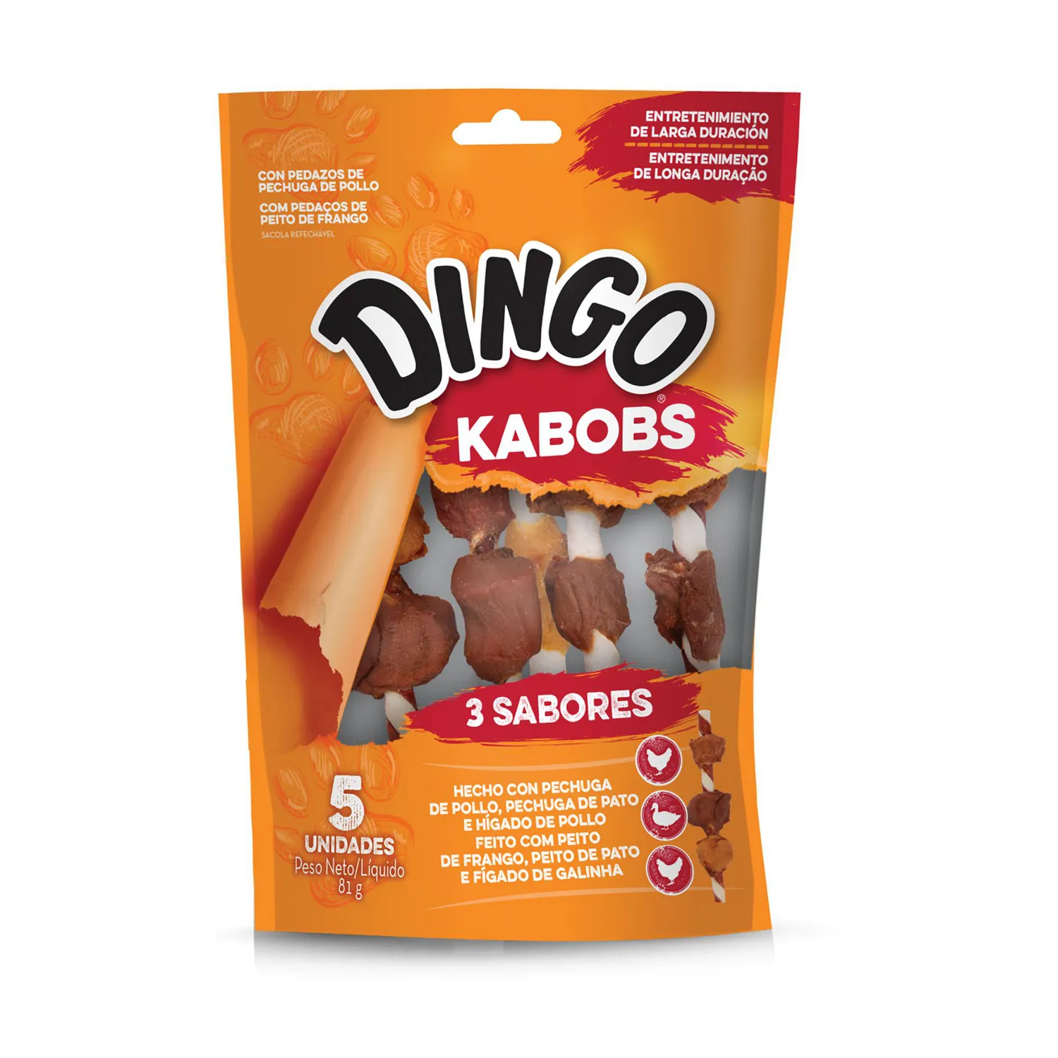 Snack Dingo 3 Sabores Kabobs 5unds