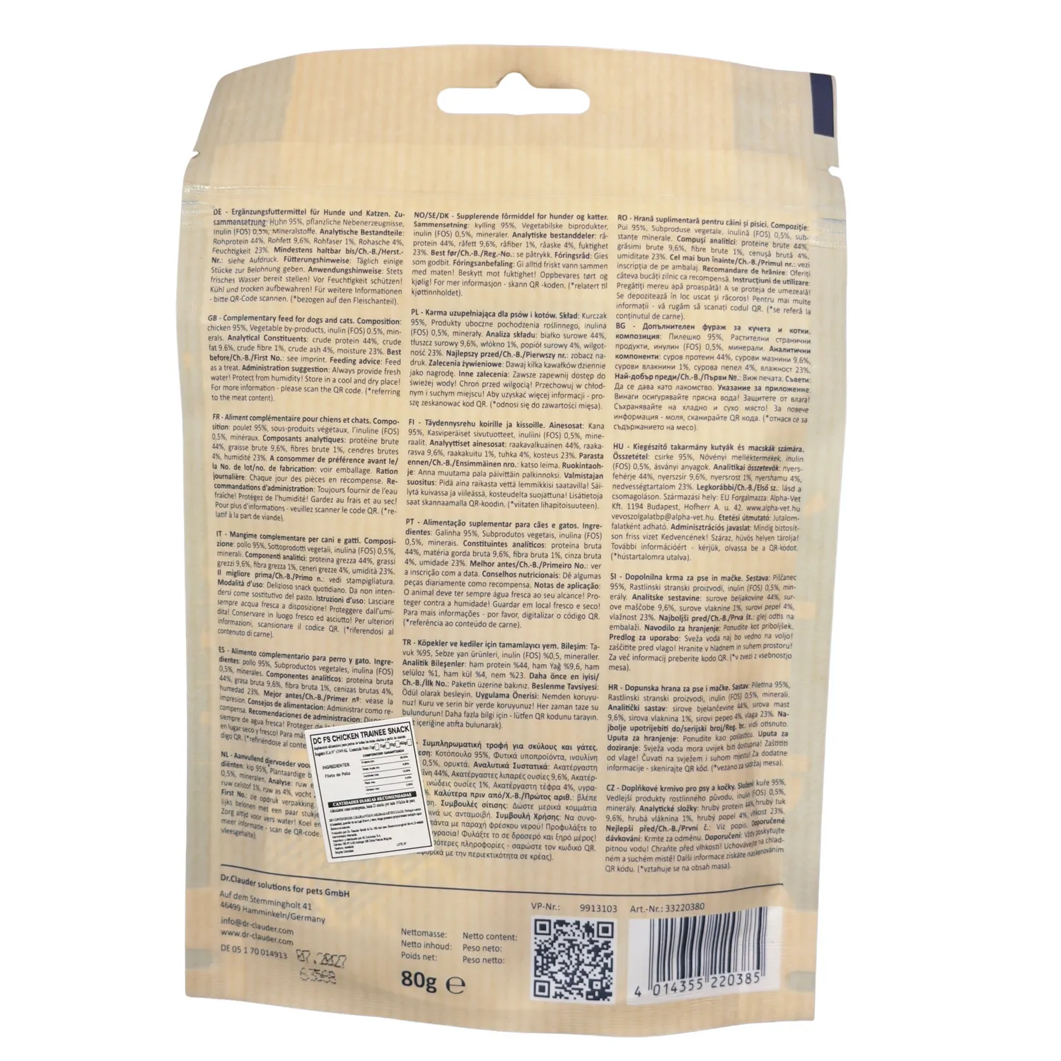 Snack Para Perro Dr Clauder´S Entrenamiento Sabor A Pollo Caja X10und