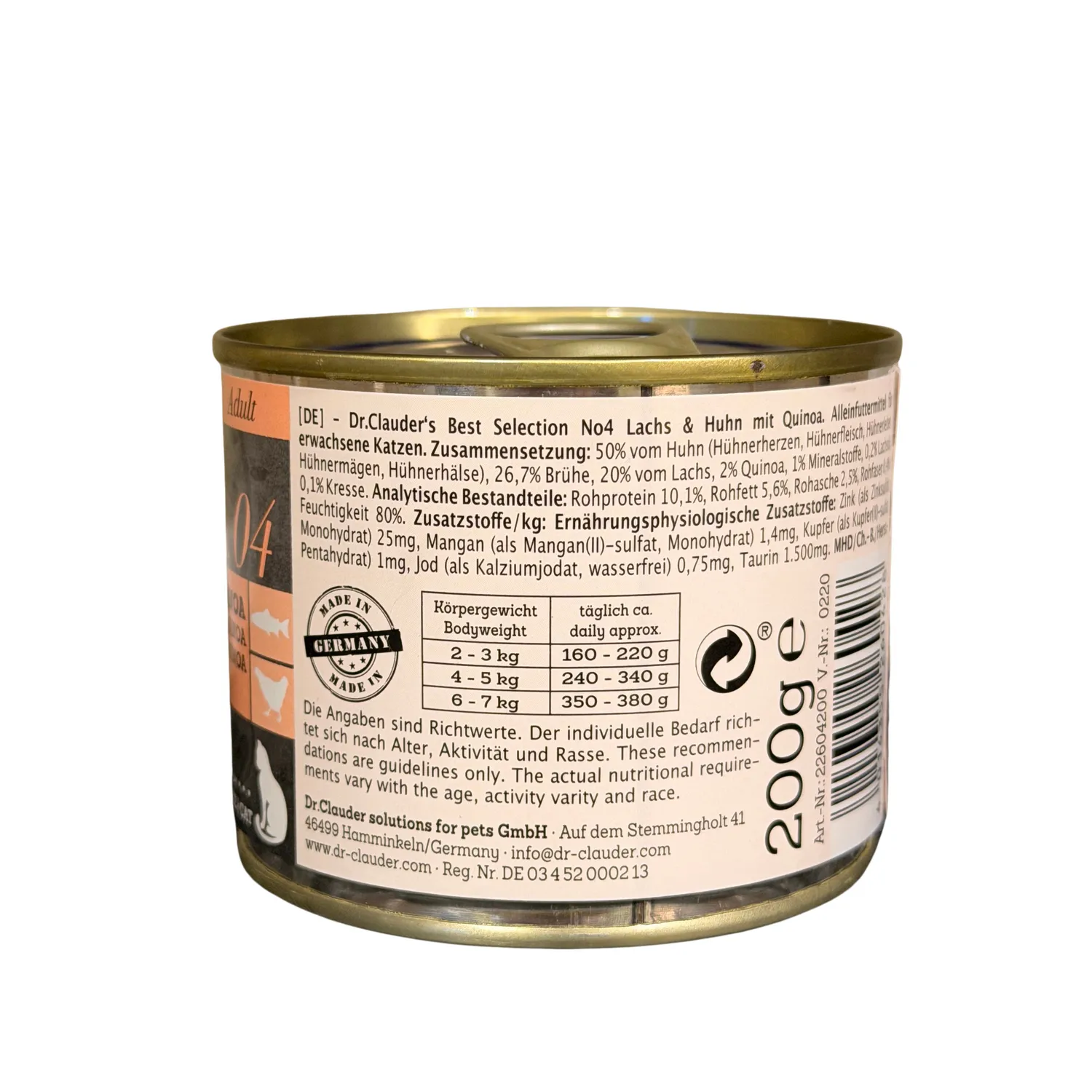 Comida Húmeda Para Gato Dr Clauder´S Sabor A Pollo/Salmón