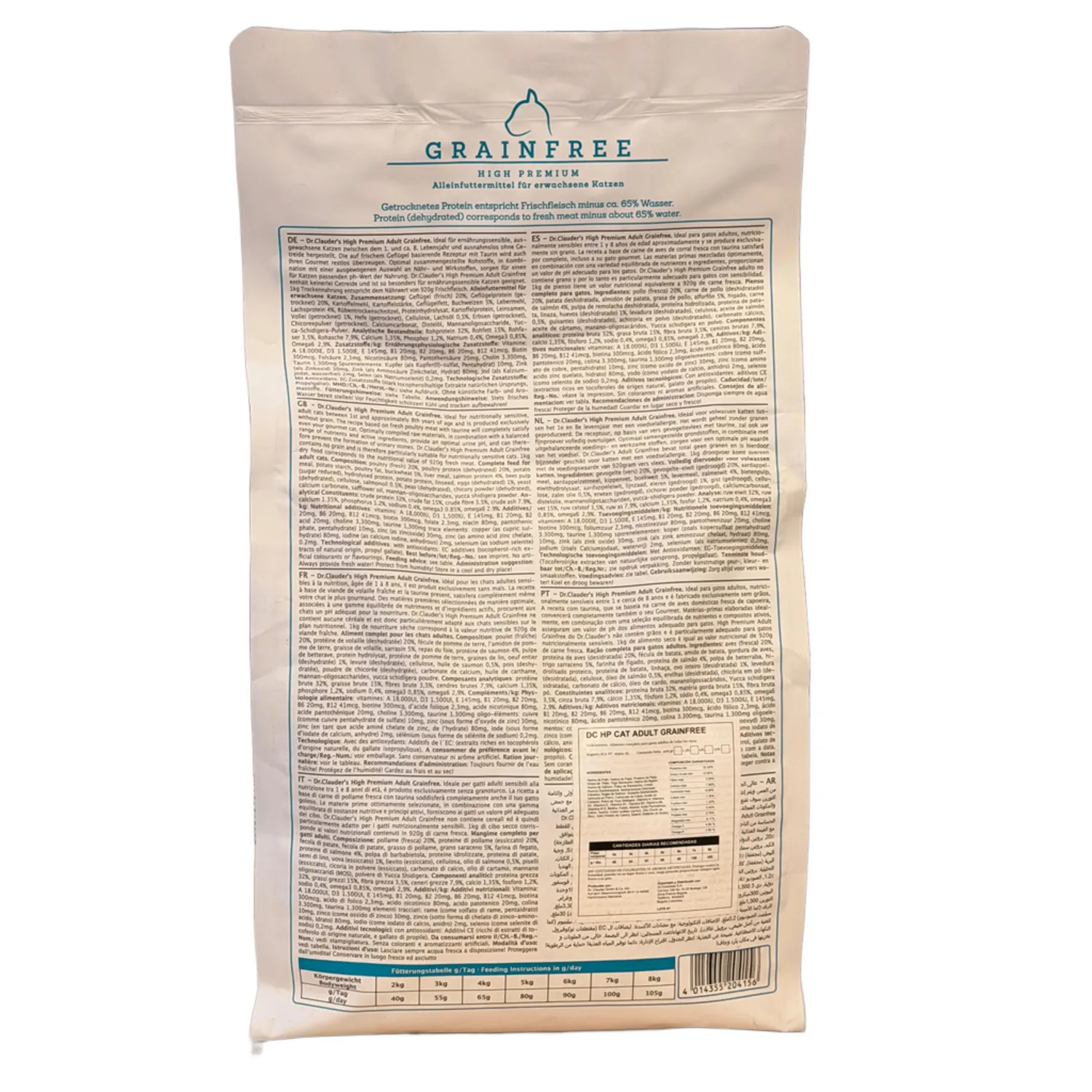Comida Seca Para Gato Adulto Dr Clauder´S Libre De Granos