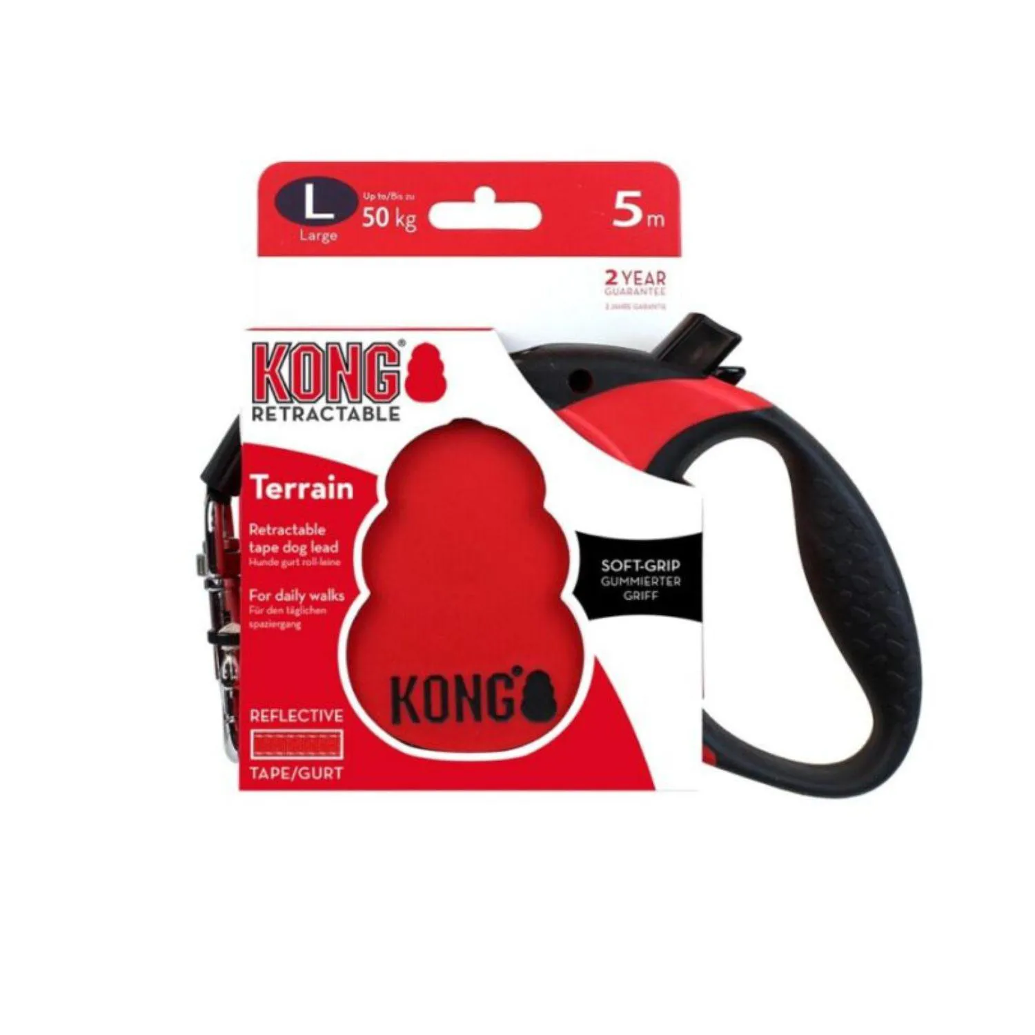 Kong Correa Retractil Terrain Large Roja 50 Kg