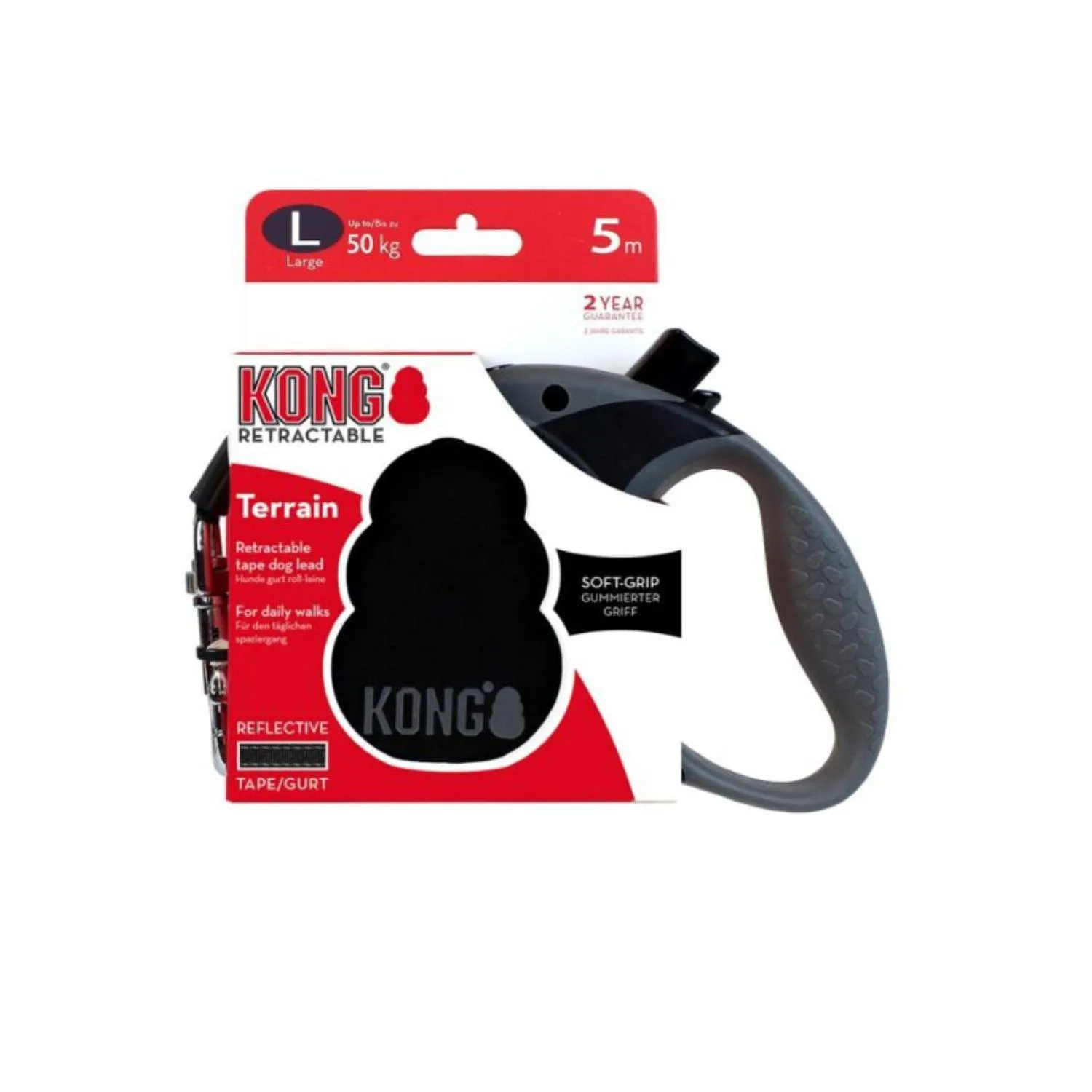 Kong Correa Retractil Terrain Large Negra 50 Kg