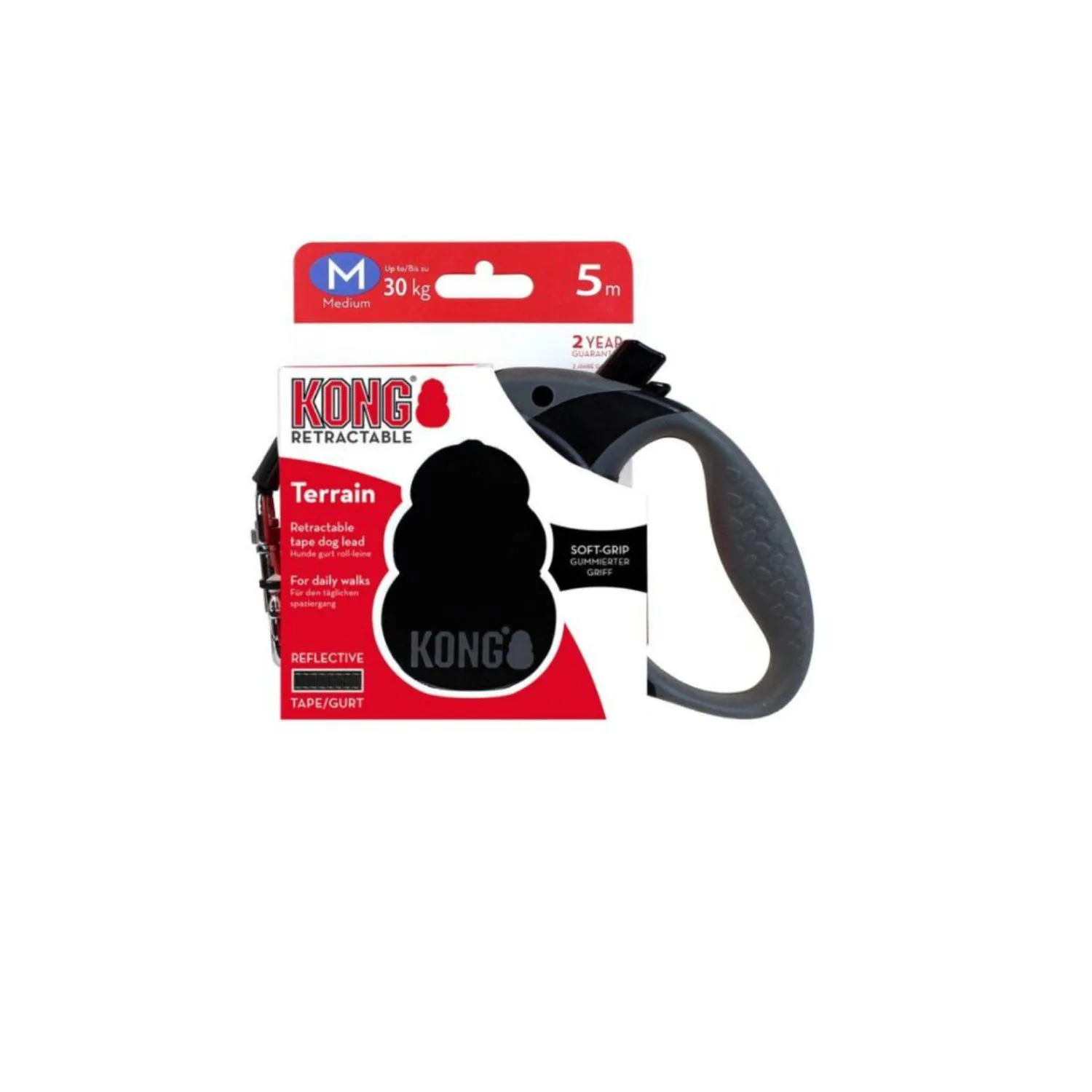 Kong Correa Retractil Terrain Medium Negra 30kg