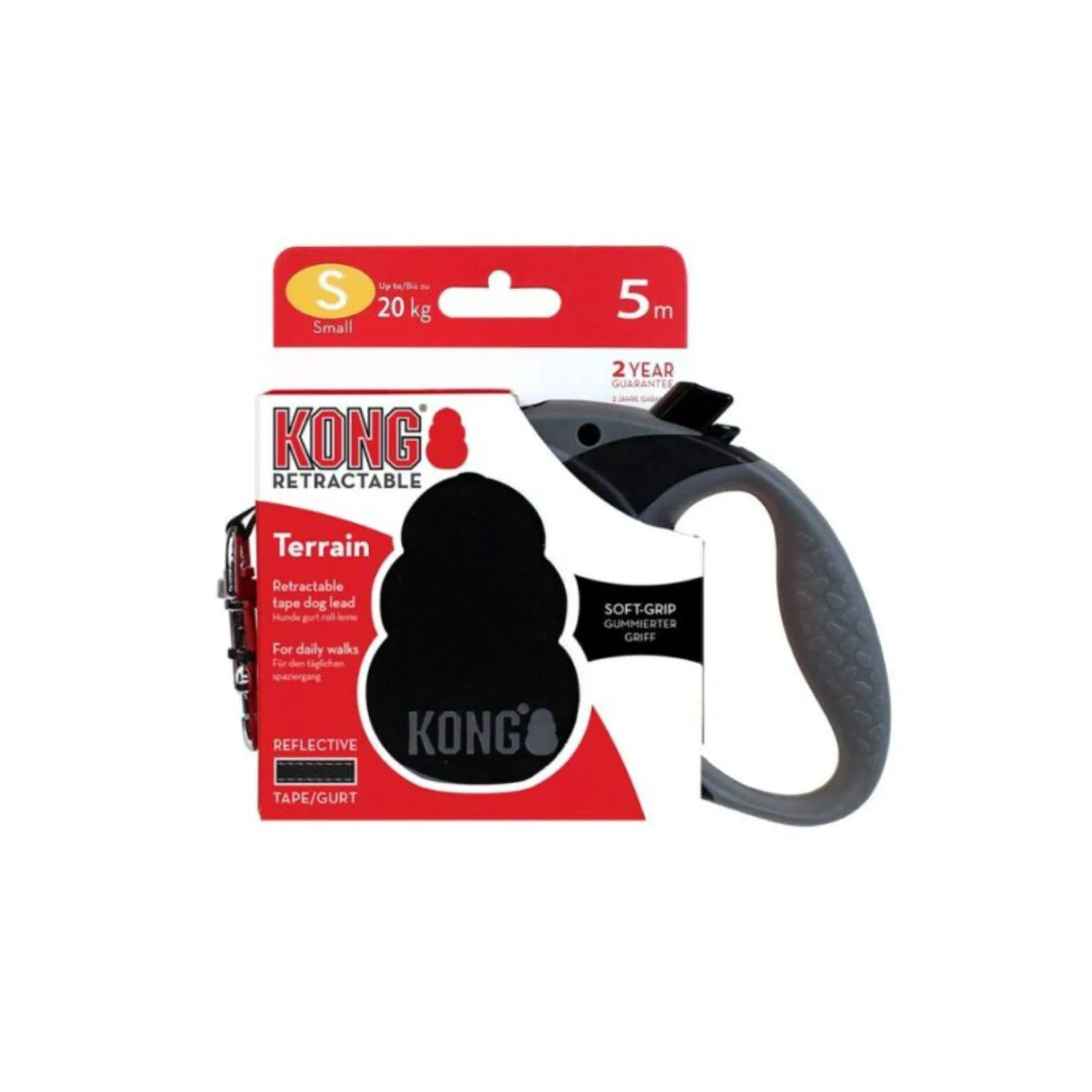 Kong Correa Retractil Terrain Small Negra 20 Kg