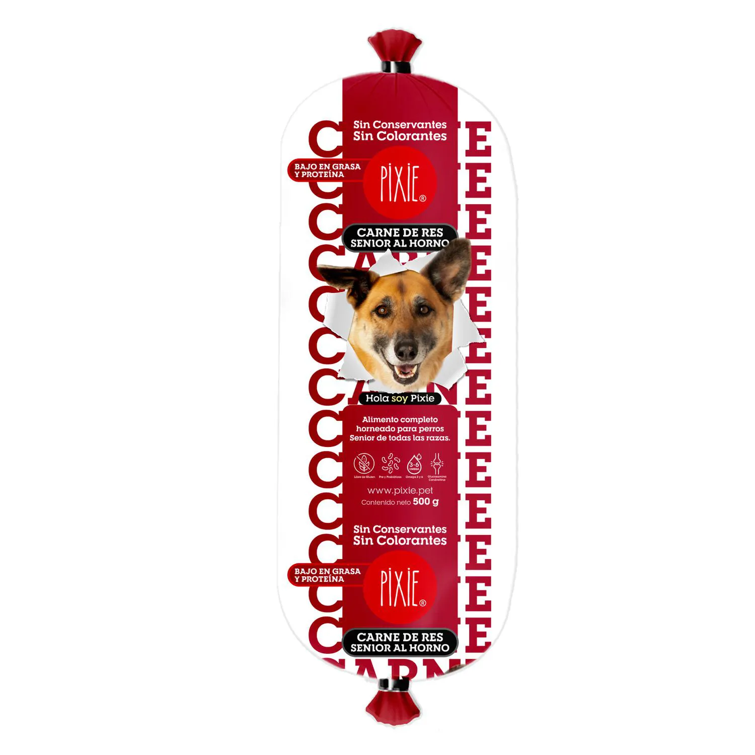 Comida Completo Congelado Para Perro Senior Pixie Sabor A Carne 500gr