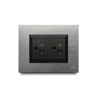 Toma Doble P/T Aluminio Negro