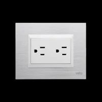 Toma Doble P/T Aluminio Blanco