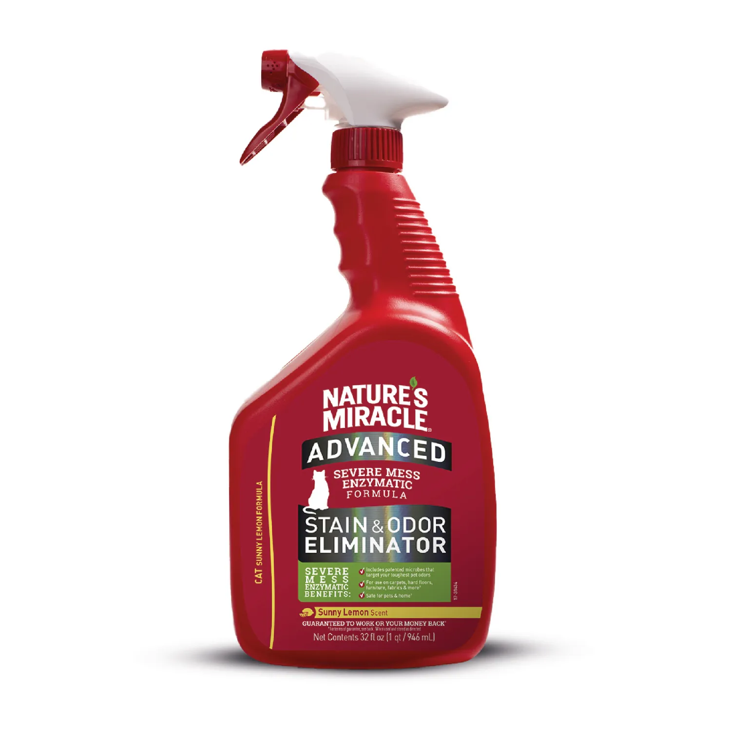 Eliminador de Manchas y Olores para Gato Natural Miracle 32oz
