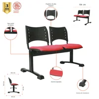 Silla Tándem Cromo Asiento Tapizado 2 Puestos Set X 4 Unidades