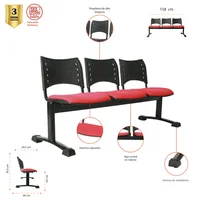 Silla Tándem Cromo Asiento Tapizado 3 Puestos Set X 3 Unidades