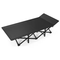 Cama Plegable Ligera Portátil Interior Y Camping Color Negro