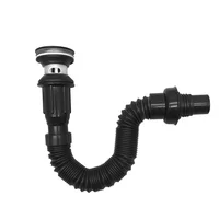 Push Tipo Hongo Zinc Negro con Sifon Integrado Pvc Negro con Rebose