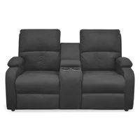 Silla Reclinable 2 Puestos Consola Push Amber Tela Gris