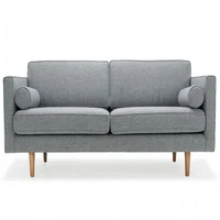 Sofa Denn 2 Puestos Tela Gris Claro