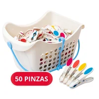 Cesto Con 50 Pinzas Para Ropa