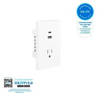 Toma Doble P/T Inteligente + Toma USB Ecko Blanco