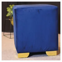 Puff Deko Azul Patas En Acero Tela Suave 44x44 cm