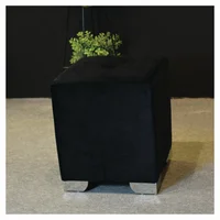 Puff Deko Negro Patas En Acero Tela Suave 44x44 cm