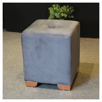 Puff Deko Gris Patas En Acero Tela Suave 44x44 cm