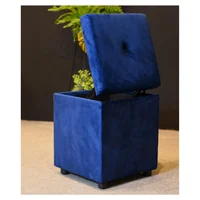 Puff Baul Toto Azul Tela Suave 44X44 Cm