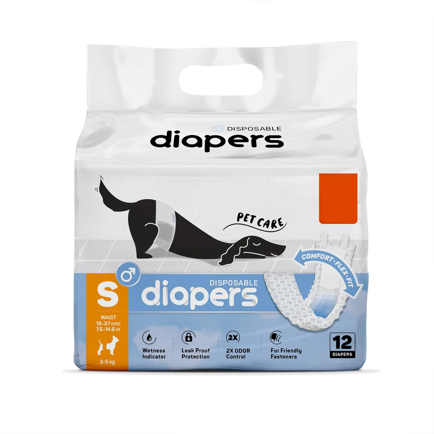 Pañal Desechable Para Macho S 19-37Cm 2-5Kg