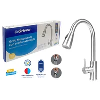 Grifería Lavaplatos Monocontrol Cromo Brillante Cuello Pull Off Consumo 5.7 l/min