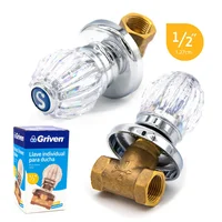 Grifería Individual P/Ducha 1/2" Manija Prisma Acrilica Transparente Pqueña Pza Consumo 6 l/min