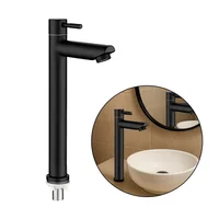 Grifería Poste Alto Negra Para Lavamanos - Agua Fría. 1/2" Universal Consumo 10.5 l/min