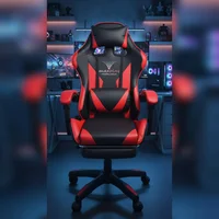 Silla Gamer Vibracion Lumbar Negro Rojo y Reposapies