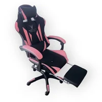 Silla Gamer Oficina Reposapies Negro- Rosado