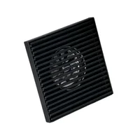 Rejilla De Piso Cuadrada Negro Mate Rayas 10cm