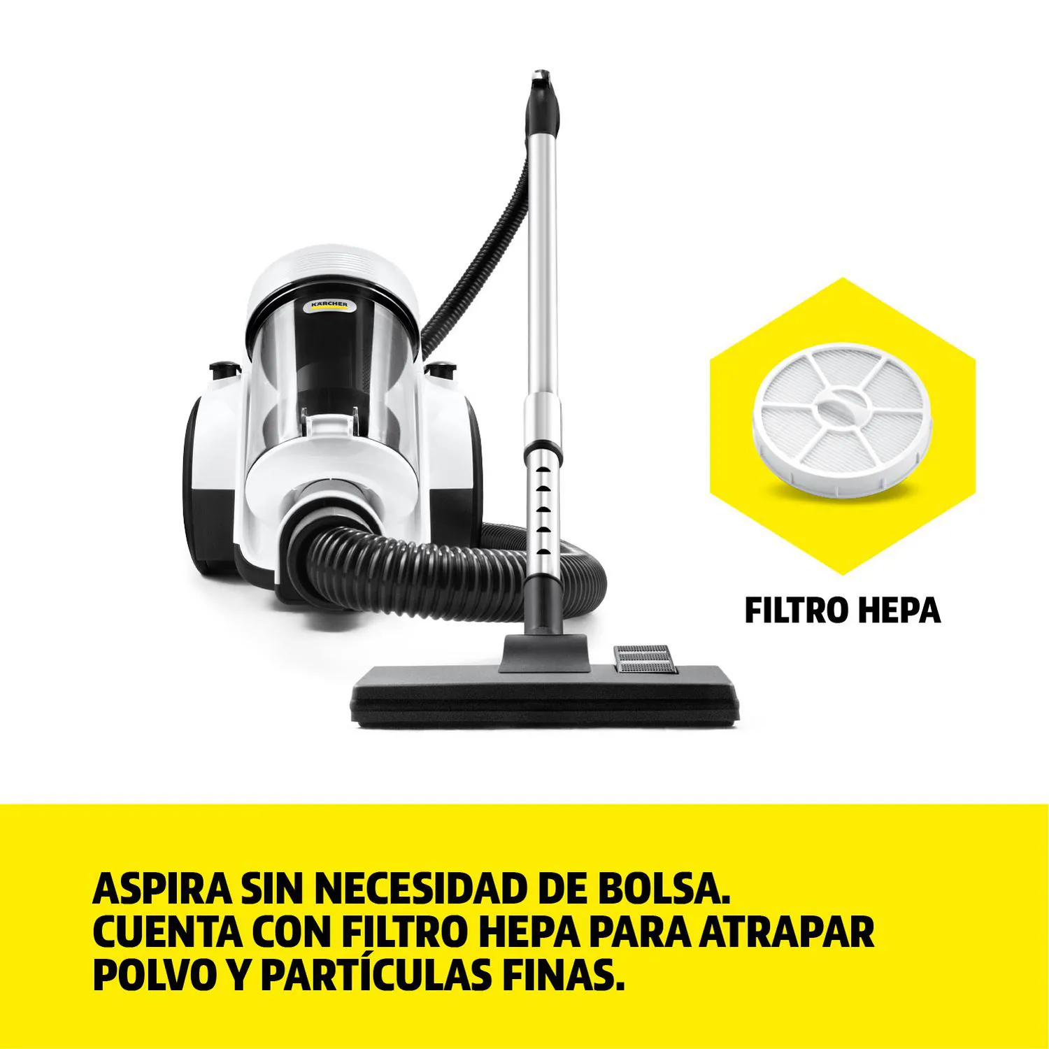 Aspiradora Sin Bolsa Vcl3 Cyclonic 1000w Karcher Blanco 3
