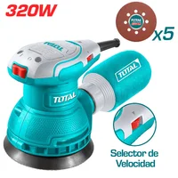 Lijadora Roto Orbital 5 Pulgadas Eléctrica 320 W 13000 RPM Uso Rudo Industrial 6 Velocidades + 5 Lijas Total
