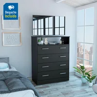 Cómoda Perú 4 Cajones 1 Puerta 88.6x91x45.8 Wengue Set X 8 Unidades