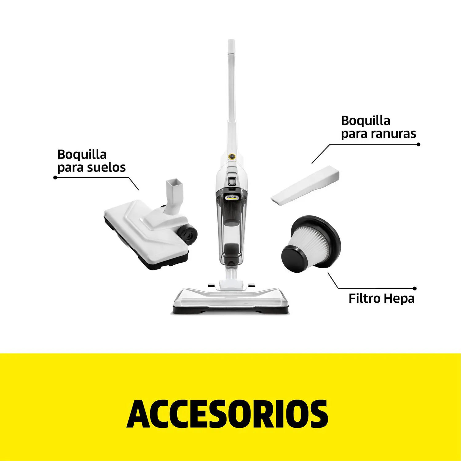 Aspiradora Vertical 2 En 1 1000 Watts Blanco Karcher 3