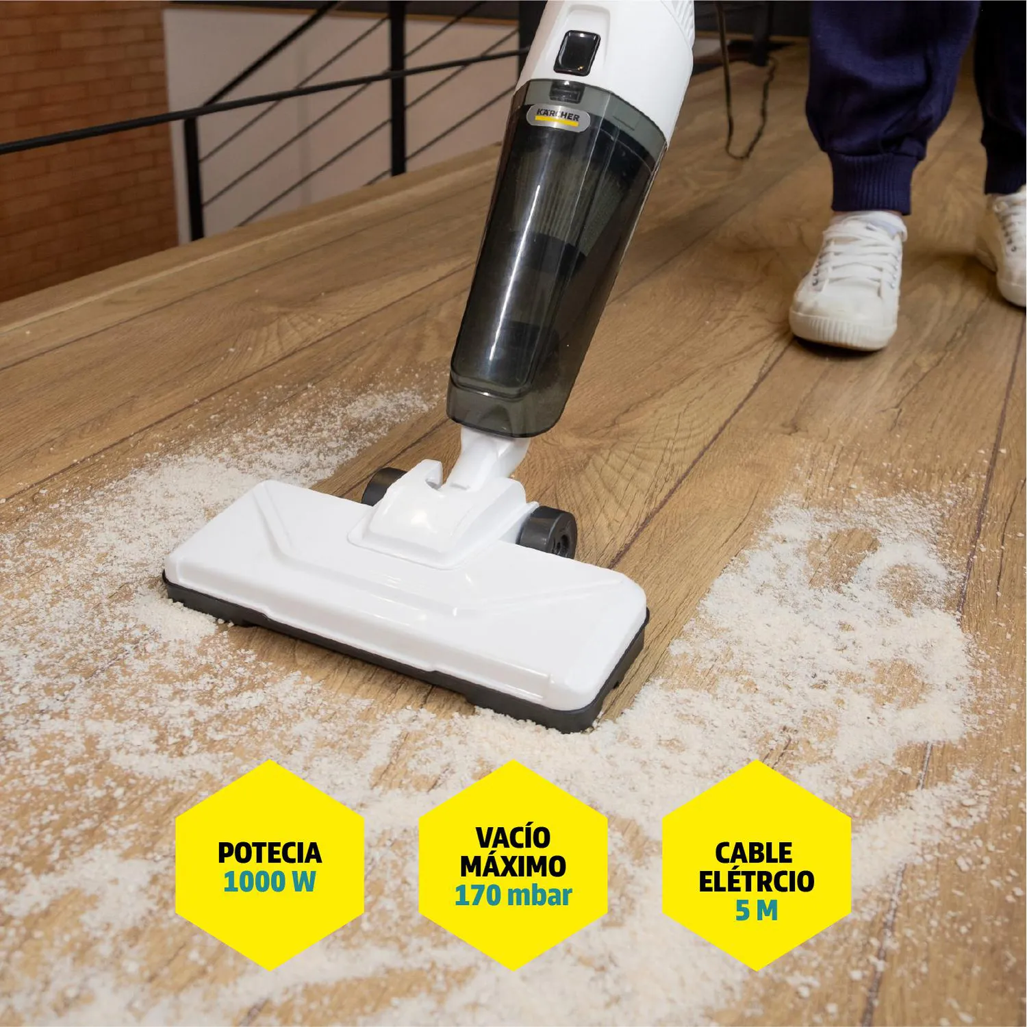 Aspiradora Vertical 2 En 1 1000 Watts Blanco Karcher 4
