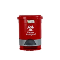 Papelera Pedal Redonda 12Lt Marcada Rojo Pinto Set X 3 Unidades