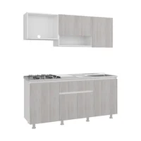 Just Home Collection Cocina Integral 1.80 Metros Sunwest Tivoli/Blanco Incluye Mesón Poceta Derecha con 4 Fogones a Gas Just Home Collection