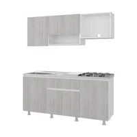 Just Home Collection Cocina Integral 1.80 Metros Sunwest Tivoli/Blanco Incluye Mesón Poceta Izquierda con 4 Fogones a Gas Just Home Collection