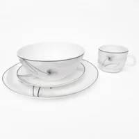 Vajilla en Vitroceramica Luna Round Blanco Negro 16 Piezas