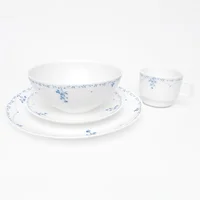 Vajilla en Vitroceramica Luna Round Blanco Azul 16 Piezas