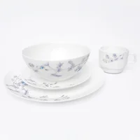 Vajilla en Vitroceramica Luna Round Blanco Lila 16 Piezas
