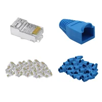 Plug RJ45 CAT 5E Cable UTP + Bota Protectora Azul x 100