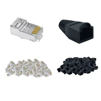 Plug RJ45 CAT 5E Cable UTP + Bota Protectora Negro x 100