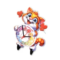 Reloj de Pared Kids-gato (35cm x 29cm) Color Blanco y Naranja