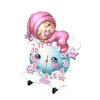 Reloj De Pared Kids-Lunagirl (36.4 Cm X 28.6 Cm) Color Rosado Y Azul