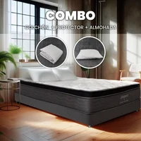Combo Colchón Elegance Pocket Sencillo 100X190 Cm Medio Suave Ortopédico con Almohada Y Protector
